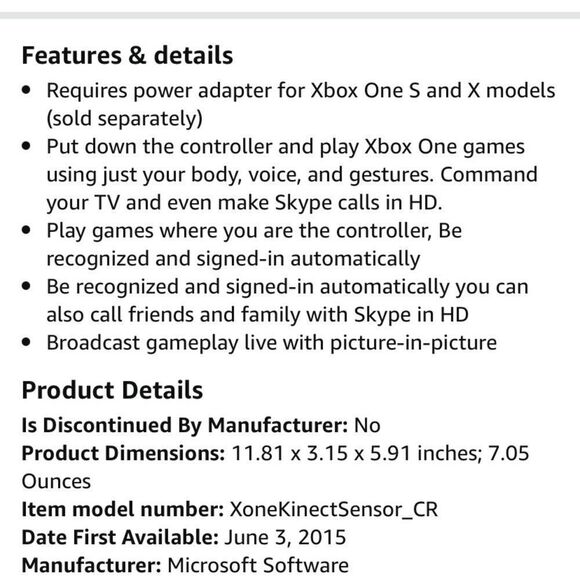 Microsoft Xbox One Kinect Sensor Bar | Motion Sensor Camera | Pre-Owned - Picture 4 of 8